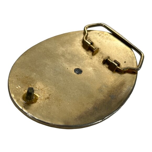 Three Horse Heads Engraved Ornate Western Belt Buckle - Picture 7 of 10